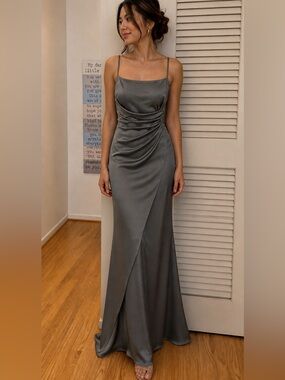 martini olive bridesmaid dress david's bridal ZAPAKA Women Sage Green Bridesmaid Dress with Pleated Halter Chiffon A Line Wedding Party Dress, Chiffon color / US6